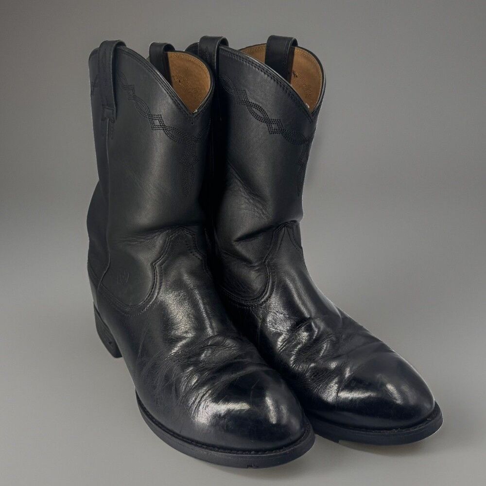 Ariat Heritage Roper Black Leather Cowboy Boots Men's 10.5 EE Extra Wide